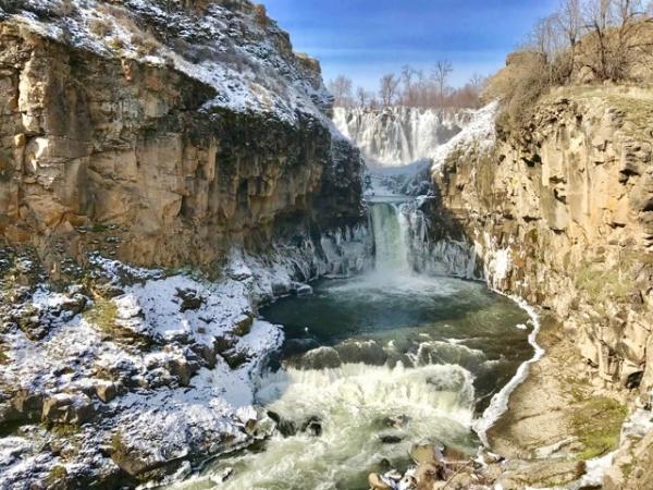 White River Falls with a Dusting of Snow